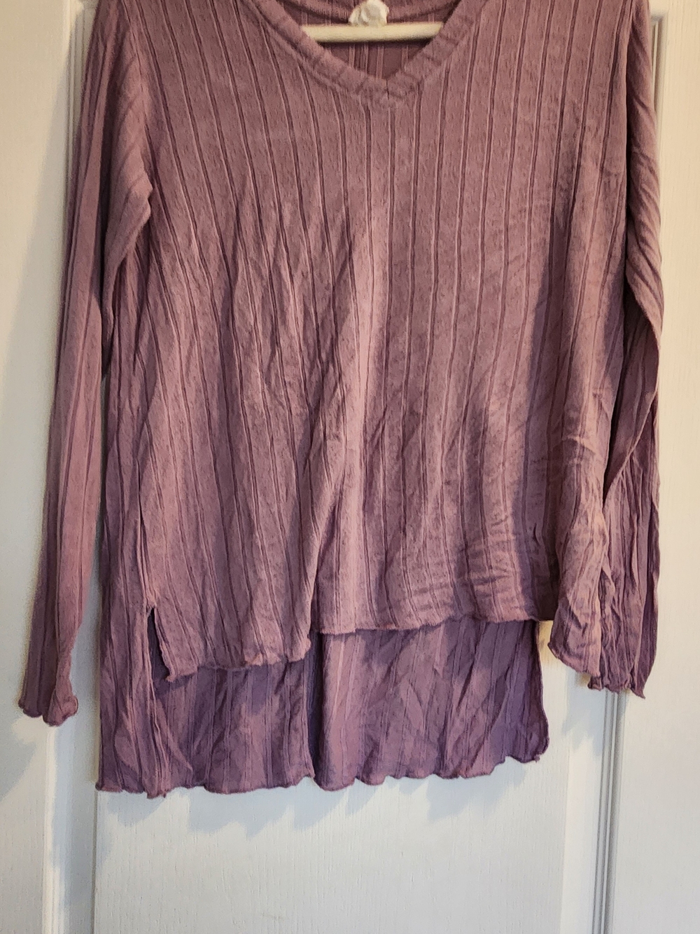 Mote V-Neck Layered Long Sleeve Top in Mauve S Euc